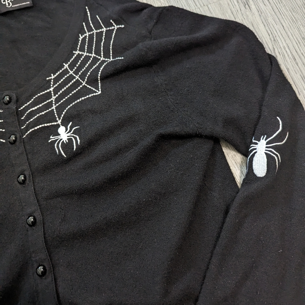 Hell Bunny Spider Web Cardigan Black Size Medium UK12 Goth Alt Retro - Picture 9 of 10